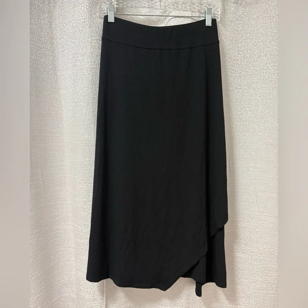 Eileen Fisher Women’s Black C/L Faux Wrap Skirt Size Large - Picture 2 of 9